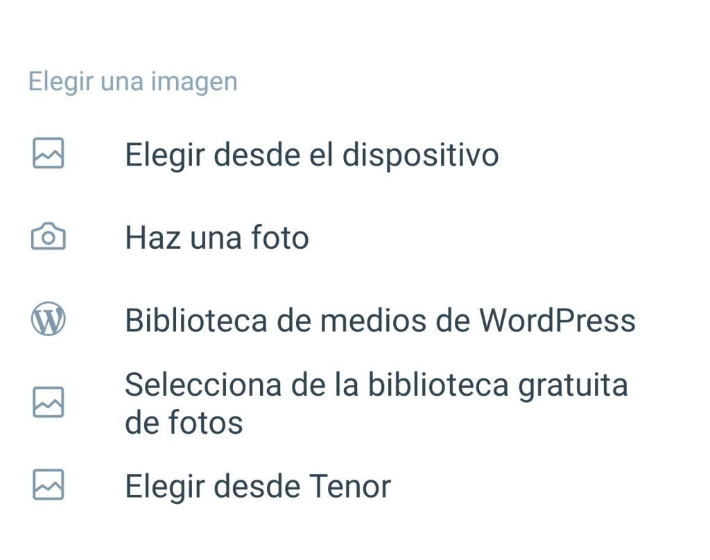 Como elegir una imagen desde la app de WordPress para Andriod.